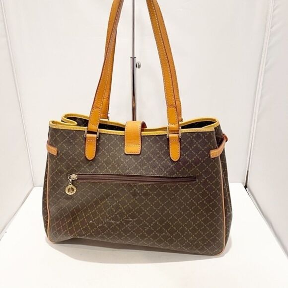 La Tour Eiffel Paris Should Bag Purse Tote Monogram Brown Tan - Picture 5 of 10